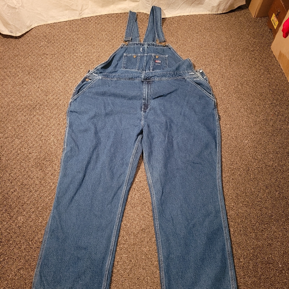 USA Works Stone Washed Denim Bib Overall